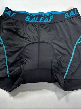 Baleaf Black Cycling Boxer Briefs with Blue Accents